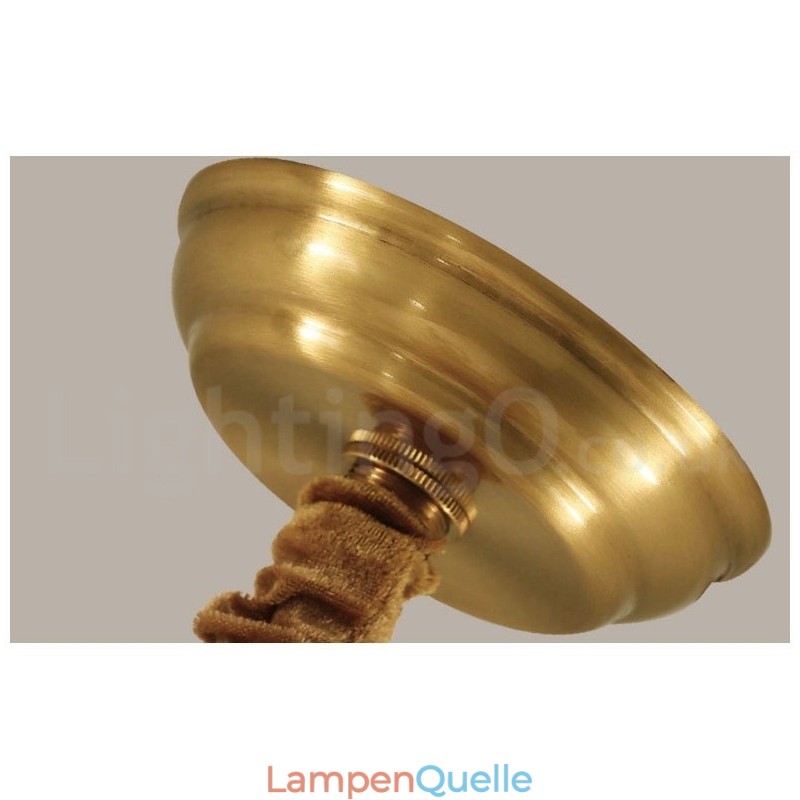 Großer luxuriöser rustikaler Retro-Vintage-Kronleuchter aus reinem Messing mit Stoffschirmen