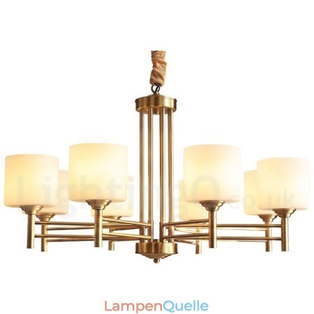 Großer luxuriöser rustikaler Retro-Vintage-Kronleuchter aus reinem Messing mit Glasschirmen Großer luxuriöser rustikaler Retro-Vintage-Kronleuchter aus reinem Messing mit Glasschirmen