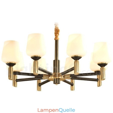 Großer luxuriöser rustikaler Retro-Vintage-Kronleuchter aus reinem Messing mit Glasschirmen Großer luxuriöser rustikaler Retro-Vintage-Kronleuchter aus reinem Messing mit Glasschirmen