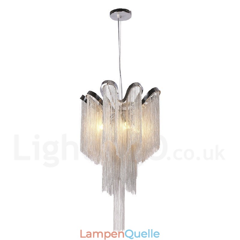 Aluminium Quasten Kronleuchter Designer Pendelleuchte Silber Farbe
