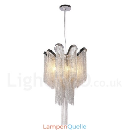 Aluminium Quasten Kronleuchter Designer Pendelleuchte Silber Farbe Aluminium Quasten Kronleuchter Designer Pendelleuchte Silber Farbe