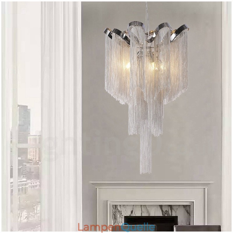 Aluminium Quasten Kronleuchter Designer Pendelleuchte Silber Farbe