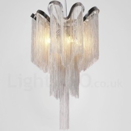 Aluminium Quasten Kronleuchter Designer Pendelleuchte Silber Farbe