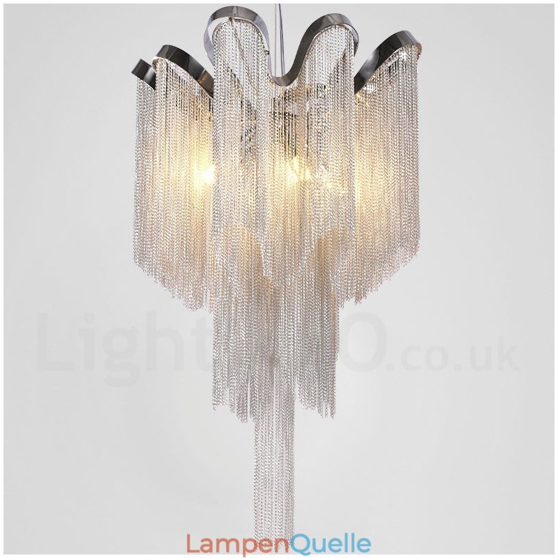 Aluminium Quasten Kronleuchter Designer Pendelleuchte Silber Farbe