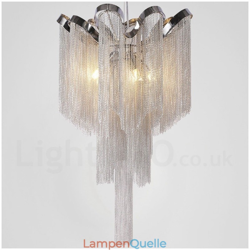 Aluminium Quasten Kronleuchter Designer Pendelleuchte Silber Farbe