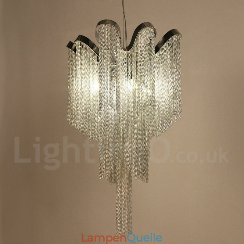 Aluminium Quasten Kronleuchter Designer Pendelleuchte Silber Farbe
