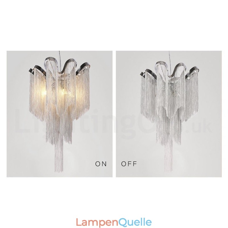 Aluminium Quasten Kronleuchter Designer Pendelleuchte Silber Farbe