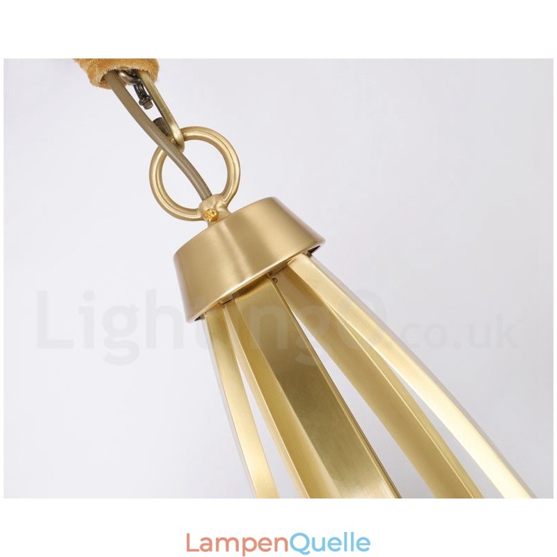 6-flammiger Kronleuchter aus reinem Messing, groß, luxuriös, rustikal, Retro-Vintage-Messing, mit Glasschirmen