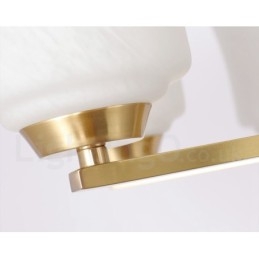 6-flammiger Kronleuchter aus reinem Messing, groß, luxuriös, rustikal, Retro-Vintage-Messing, mit Glasschirmen