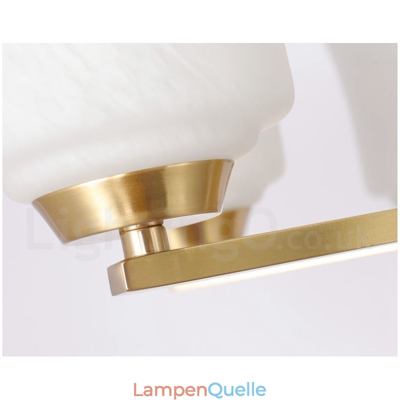 6-flammiger Kronleuchter aus reinem Messing, groß, luxuriös, rustikal, Retro-Vintage-Messing, mit Glasschirmen