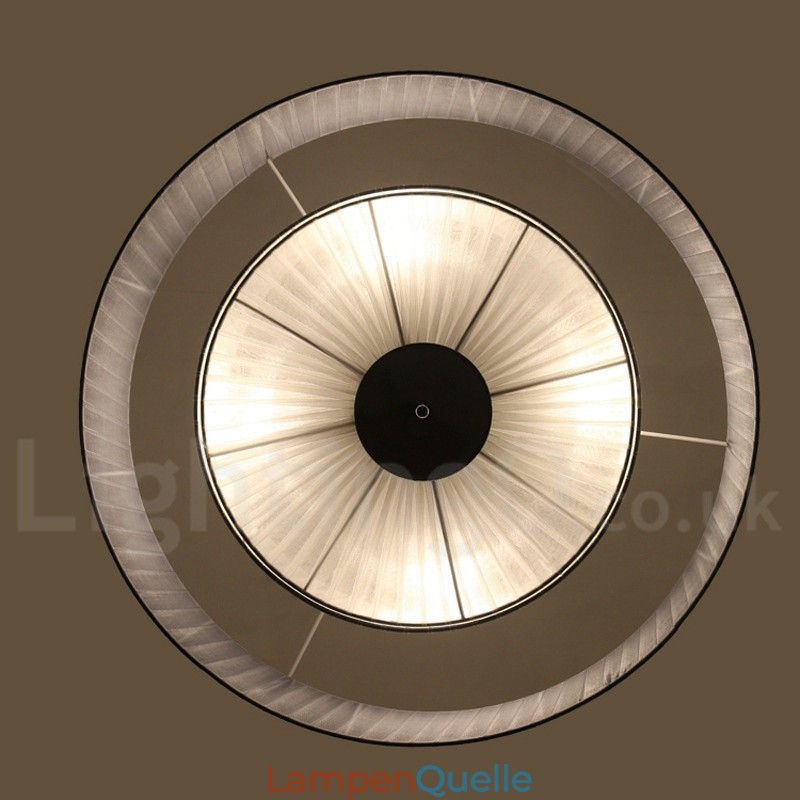 Moderne Pendelleuchte Drum mit 4 Lichtern und Stoffschirm