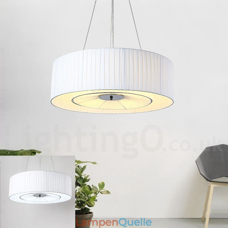 Moderne Pendelleuchte Drum mit 4 Lichtern und Stoffschirm