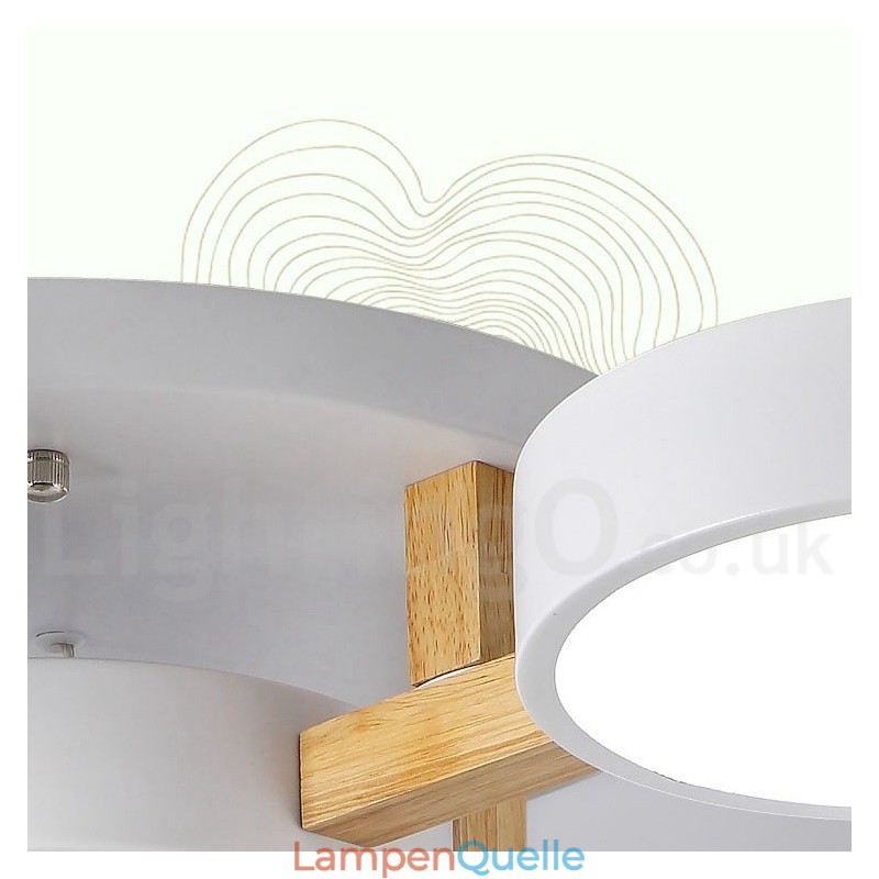 Holz-Kronleuchter, moderne zeitgenössische nordische Stil Unterputz-Deckenleuchte mit Acryl-Lampenschirm