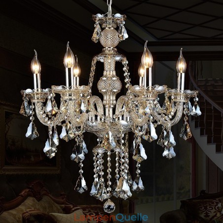 6 Lichter Retro Cognac Farbe K9 Kristall Moderner Kronleuchter 6 Lichter Retro Cognac Farbe K9 Kristall Moderner Kronleuchter