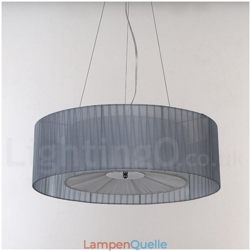 Moderne Pendelleuchte Drum mit 4 Lichtern und Stoffschirm