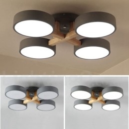 Holz-Kronleuchter, moderne zeitgenössische nordische Stil Unterputz-Deckenleuchte mit Acryl-Lampenschirm