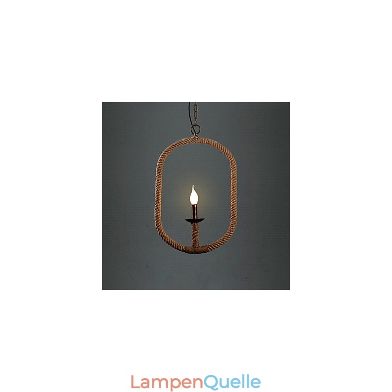 Retro 1 Lampe Hanfseil Kronleuchter Retro Landhausstil