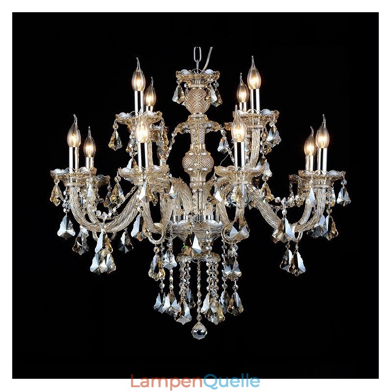 12 Lichter Retro Cognac Farbe K9 Kristall Moderner Kronleuchter