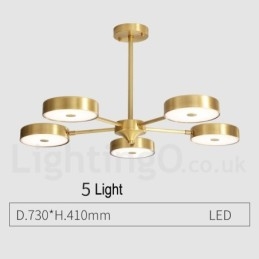 Rustikaler drehbarer Kronleuchter aus reinem Messing mit Acrylschirmen