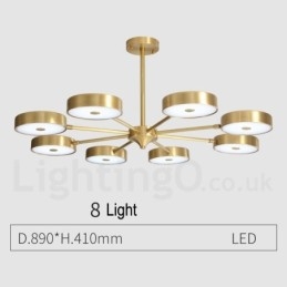 Rustikaler drehbarer Kronleuchter aus reinem Messing mit Acrylschirmen