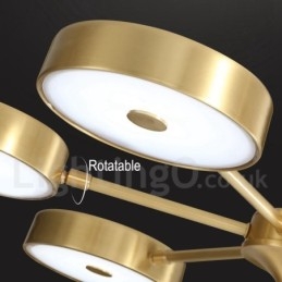 Rustikaler drehbarer Kronleuchter aus reinem Messing mit Acrylschirmen