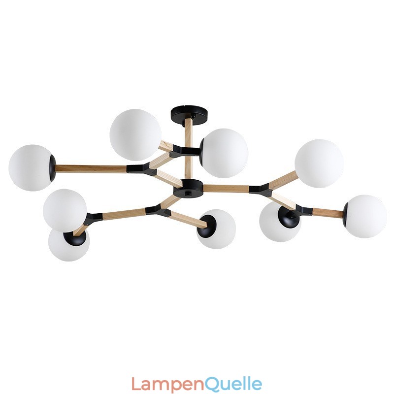 Nordic Modern Magic Bean Holz Molekular Kronleuchter aus Holz mit Glasschirmen