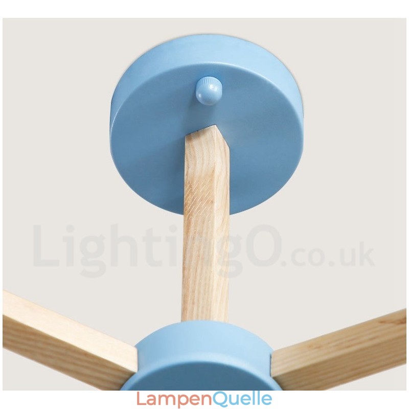 Nordic Modern Magic Bean Holz Molekular Kronleuchter aus Holz mit Glasschirmen