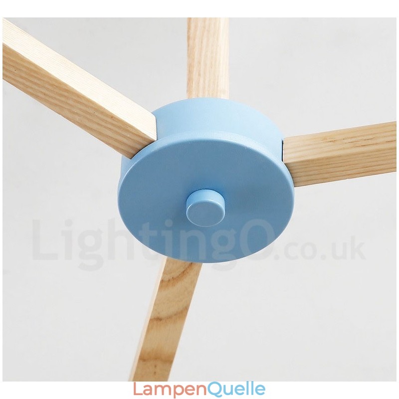 Nordic Modern Magic Bean Holz Molekular Kronleuchter aus Holz mit Glasschirmen