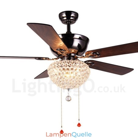 132 cm (52 Zoll) Deckenventilator im amerikanischen Retro-Stil aus Holz mit Fernbedienung und Kristallschirm, stummer Motor aus reinem Kupfer 132 cm (52 Zoll) Deckenventilator im amerikanischen Retro-Stil aus Holz mit Fernbedienung und Kristallschirm, stummer Motor aus reinem Kupfer