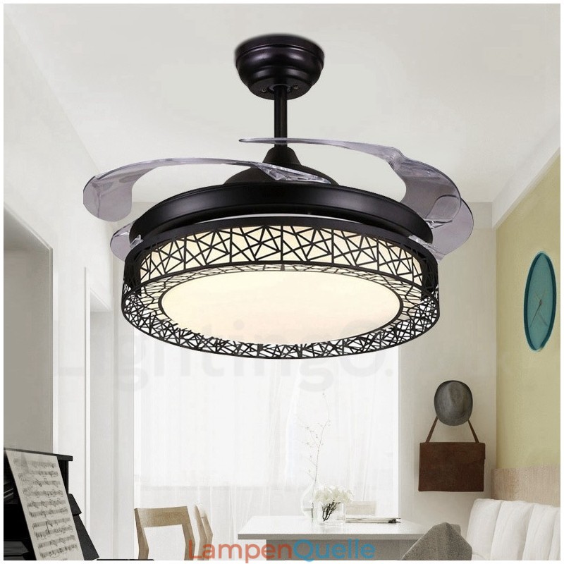 108 cm (42 Zoll) 91 cm (36 Zoll) Moderner zeitgenössischer Deckenventilator mit Fernbedienung, hohler Deckenventilator mit Acrylschirm, stummgeschaltetem Motor aus reinem Kupfer