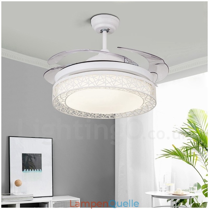 108 cm (42 Zoll) 91 cm (36 Zoll) Moderner zeitgenössischer Deckenventilator mit Fernbedienung, hohler Deckenventilator mit Acrylschirm, stummgeschaltetem Motor aus reinem Kupfer