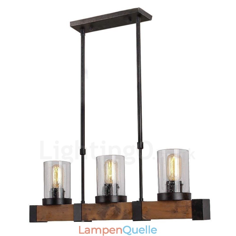 3 Licht Vintage Holz Kronleuchter Industrielle Wind Loft Holz Linear Anhänger Beleuchtung