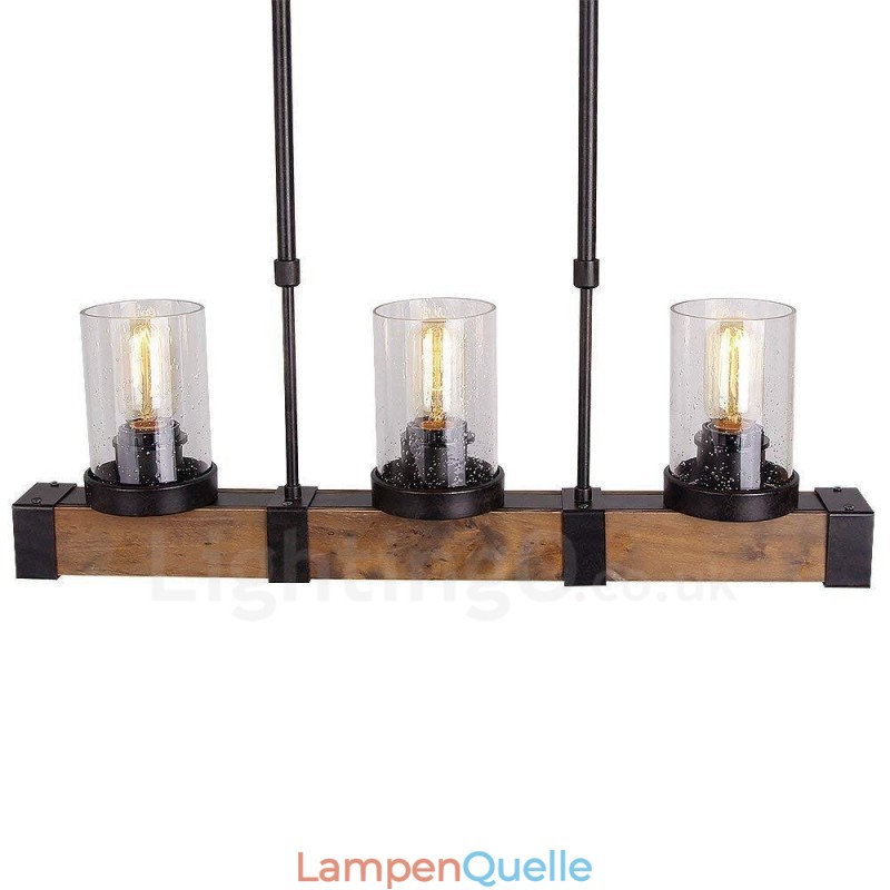 3 Licht Vintage Holz Kronleuchter Industrielle Wind Loft Holz Linear Anhänger Beleuchtung