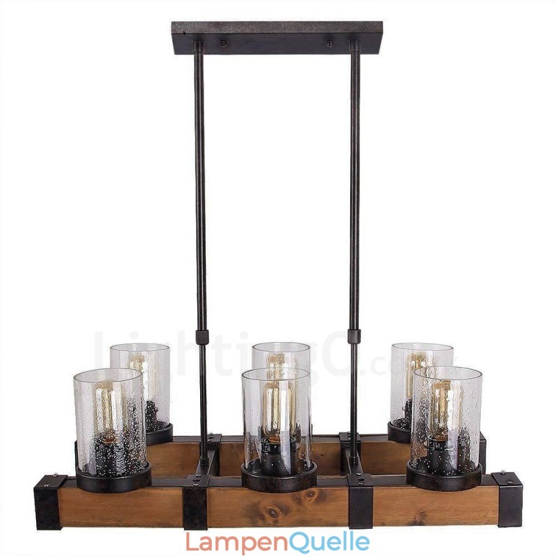 6 Licht Vintage Holz Kronleuchter Industrielle Wind Loft Holz Linear Anhänger Beleuchtung