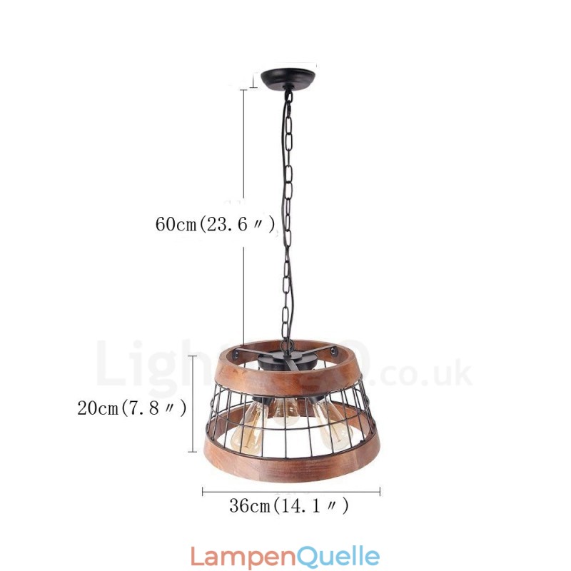 3 Licht Ring Vintage Holz Kronleuchter Industrielle Wind Loft Holz Linear Anhänger Beleuchtung