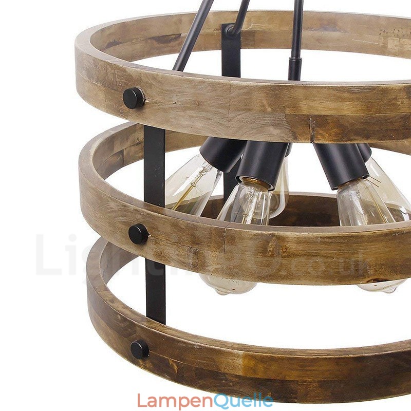 5 Licht Trommel Vintage Holz Kronleuchter Industrielle Wind Loft Holz Linear Anhänger Beleuchtung