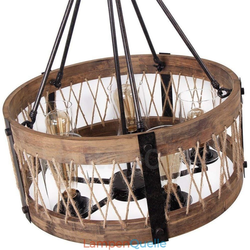 5 Licht Trommel Vintage Holz Kronleuchter Industrielle Wind Loft Holz Linear Anhänger Beleuchtung