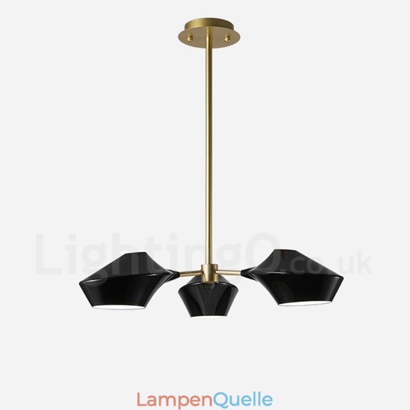 Linearer Retro-Kronleuchter mit 3 Lichtern und Acrylschirmen für den Außenbereich, Garage