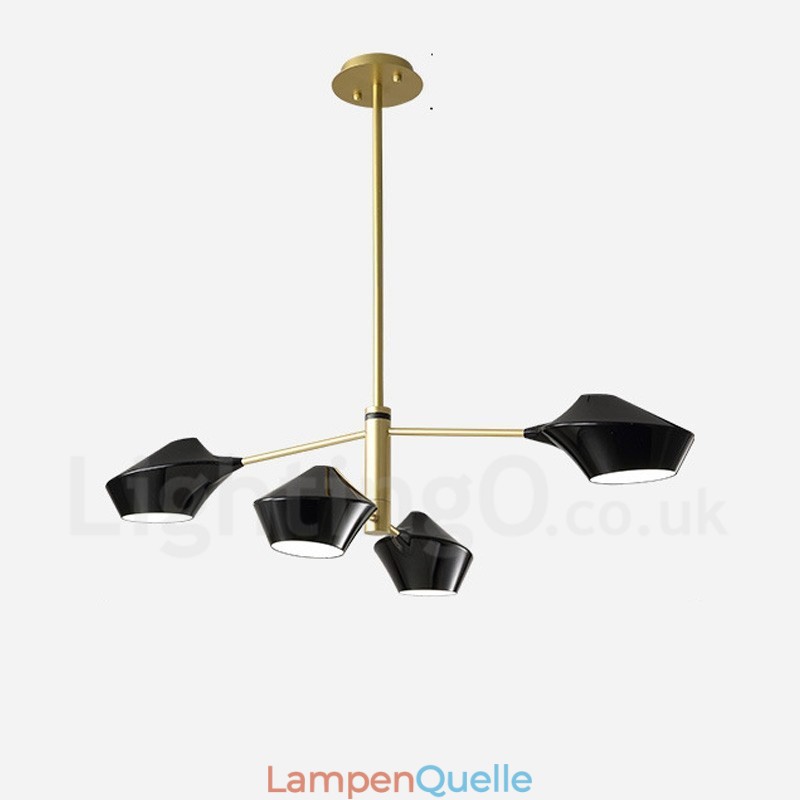 Zweistufiger linearer Retro-Kronleuchter mit 4 Lichtern und Acrylschirmen für den Außenbereich, Garage