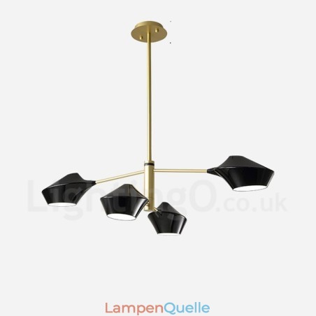 Zweistufiger linearer Retro-Kronleuchter mit 4 Lichtern und Acrylschirmen für den Außenbereich, Garage Zweistufiger linearer Retro-Kronleuchter mit 4 Lichtern und Acrylschirmen für den Außenbereich, Garage
