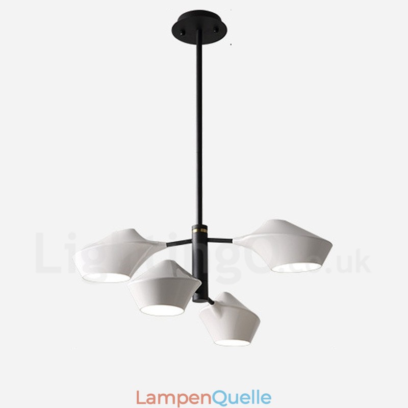Zweistufiger linearer Retro-Kronleuchter mit 4 Lichtern und Acrylschirmen für den Außenbereich, Garage