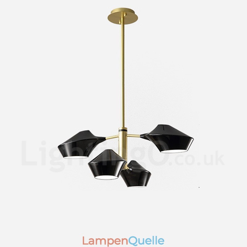 Zweistufiger linearer Retro-Kronleuchter mit 4 Lichtern und Acrylschirmen für den Außenbereich, Garage