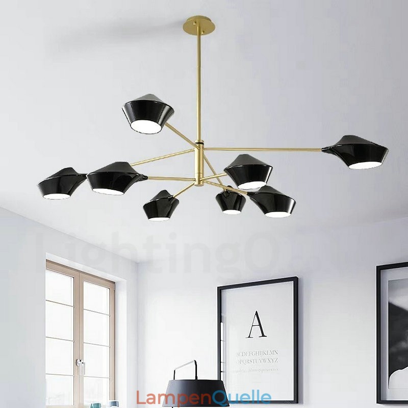 Zweistufiger, mehrfarbiger, linearer Retro-Kronleuchter mit 8 Lichtern und Acrylschirmen für den Außenbereich, Garage