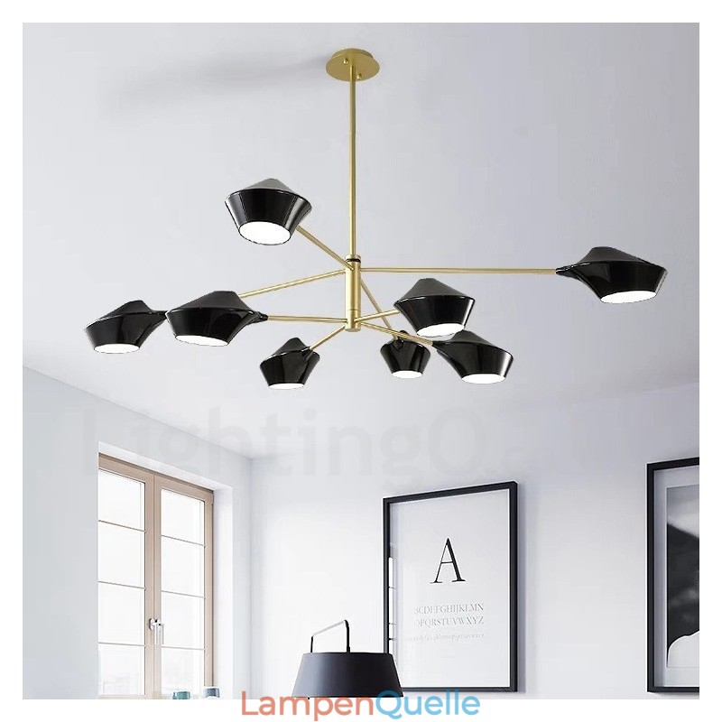 Zweistufiger, mehrfarbiger, linearer Retro-Kronleuchter mit 8 Lichtern und Acrylschirmen für den Außenbereich, Garage