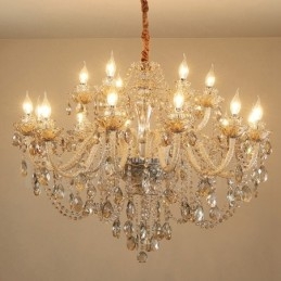 18 (12+6) Lichter Cognac Farbe Eleganter Kristall Kerzenleuchter