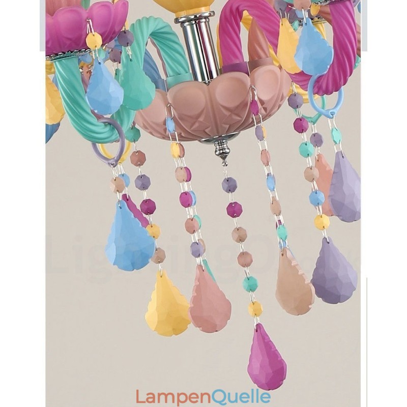 Macaron 18 (12+6) Lichter Kronleuchter mit mehrfarbiger Kristallkerze im Mini-Stil für Kinder