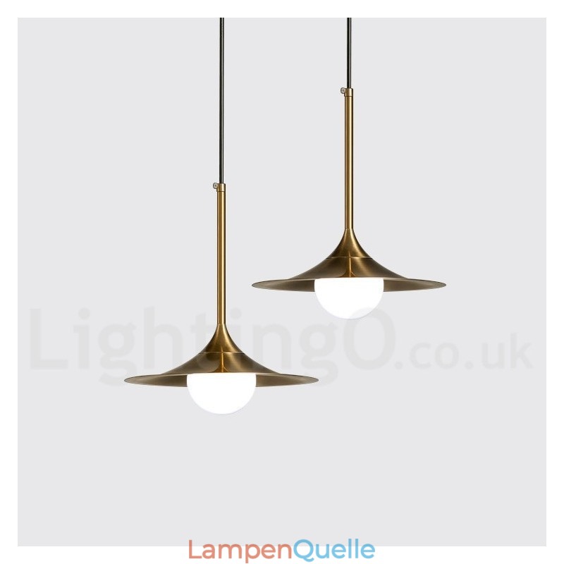 Pendelleuchte im Industriestil, 1 Licht, goldfarben, Mini-Stil, galvanisch lackiert, mit Glasschirm