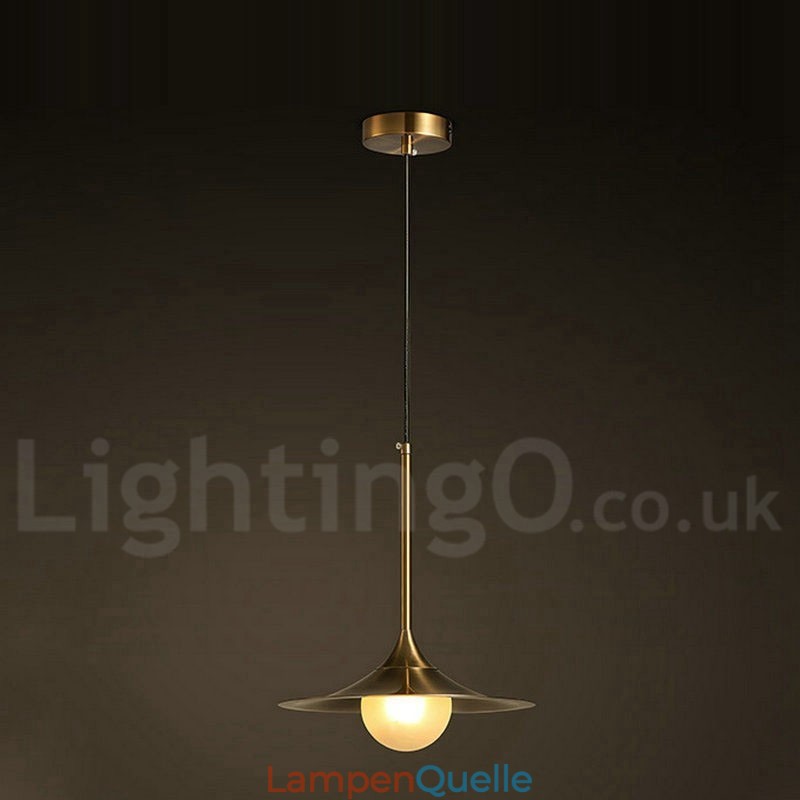 Pendelleuchte im Industriestil, 1 Licht, goldfarben, Mini-Stil, galvanisch lackiert, mit Glasschirm