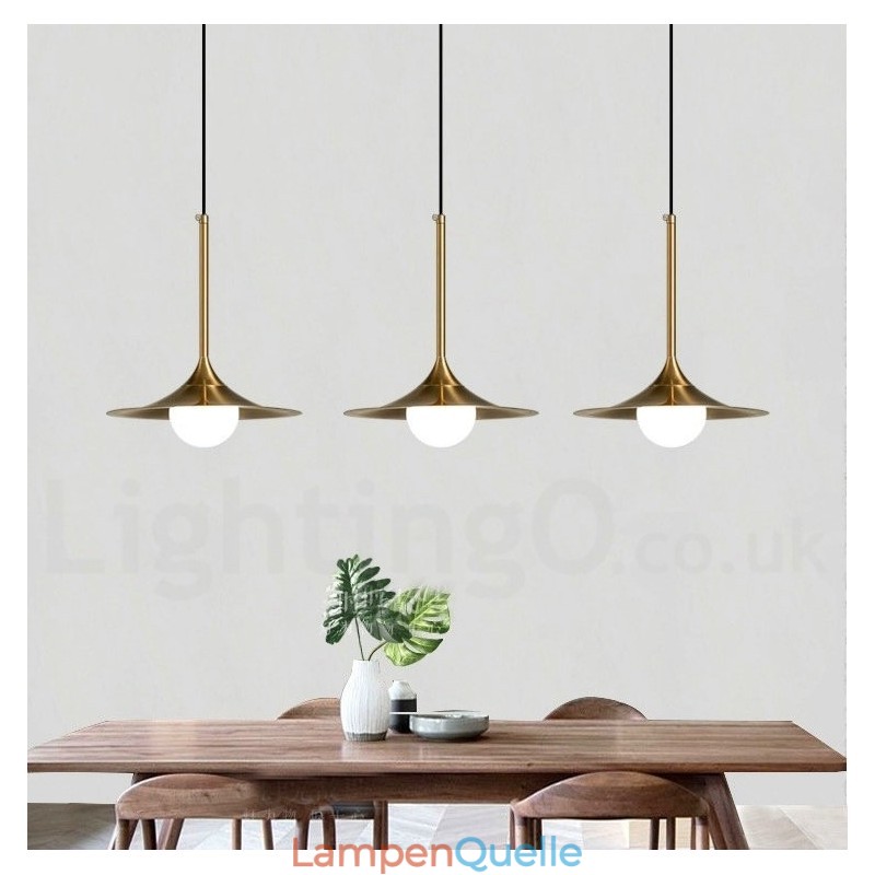 Pendelleuchte im Industriestil, 1 Licht, goldfarben, Mini-Stil, galvanisch lackiert, mit Glasschirm