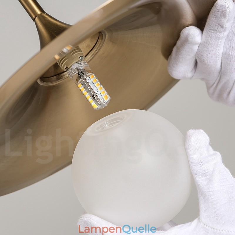 Pendelleuchte im Industriestil, 1 Licht, goldfarben, Mini-Stil, galvanisch lackiert, mit Glasschirm